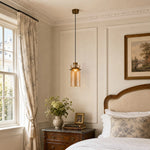 Load image into Gallery viewer, Crackle glass pendant shown in an installed room view