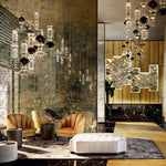 Load image into Gallery viewer, Contemporary Hanging Light - Iron Metal Glass Gold Brown Damp-rated