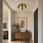 Cargar imagen en el visor de la Galería, Green jade brass ceiling light detail 11