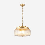 Bild in Gallery-Viewer laden, Antique Brass Ribbed Glass Ceiling Light