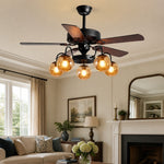 Cargar imagen en el visor de la Galería, Rustic Wood Ceiling Fan with Light