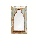 Cargar imagen en el visor de la Galería, Rustic Carved Wood Arch Wall Mirror image 11