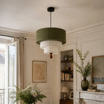 Bild in Gallery-Viewer laden, White and green fabric pendant light in a styled interior