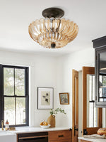 Load image into Gallery viewer, Vintage Glass Double Layer Floral Ceiling Lamp