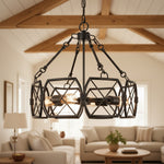 Charger l'image dans la visionneuse de galerie, Suspension en métal à cage géométrique FerraLoft - Luminaire suspendu industriel pour îlot de cuisine