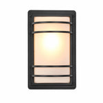 Cargar imagen en el visor de la Galería, Black outdoor wall light with white glass shade turned on