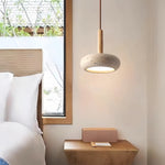 Cargar imagen en el visor de la Galería, Lámpara colgante tradicional japonesa de travertino redondo de madera M18