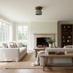 Load image into Gallery viewer, Metio Dome Scandinavian Oak Flush Mount Ceiling Light – Modern Minimalist Design for Living Room & Bedroom