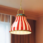 Load image into Gallery viewer, Circus Glass Pendant Lamp – Fun Red Stripe Art Glass for Eclectic Spaces