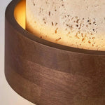 Charger l'image dans la visionneuse de galerie, Lampe de plafond MokuStone Wabi Sabi en travertin - Éclairage encastré en pierre texturée pour la maison