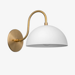Cargar imagen en el visor de la Galería, Aplique de pared industrial de metal Curva - Brazo curvo de latón - Luminaria de cúpula martillada