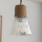 Bild in Gallery-Viewer laden, Nordische Hanfseil Glas Pendelleuchte