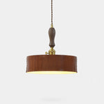 Cargar imagen en el visor de la Galería, Complete vintage brown leather drum pendant fixture