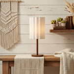 Load image into Gallery viewer, Linbron Wood Base Modern Lamp – Diffused Lighting for Open Living Spaces and Home Offices