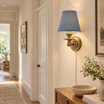 Charger l'image dans la visionneuse de galerie, Rowan No-Wire Flat Drum Shade Wall Sconce – Plug-In Fabric Wall Light