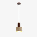 Load image into Gallery viewer, WabiLum Minimalist Travertine Wood Pendant Light - Bedroom Dining Lighting