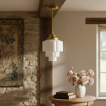 Load image into Gallery viewer, Geotower Glass Layered Globe Art Deco Pendant for Dining Room