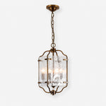 Load image into Gallery viewer, Brass and Pressed Glass Lantern Pendant Light