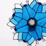 Cargar imagen en el visor de la Galería, Blue Stained Glass Wall Sconce With Curved Arm