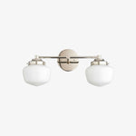 Bild in Gallery-Viewer laden, Opalume Metal Canopy Globe Vanity Sconce — Übergangs-Art-Deco-Wandleuchte