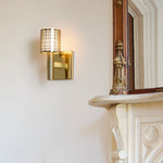 Load image into Gallery viewer, Galvia Perforated Metal Sconce - Champagne Bronze Modern Bedside Light