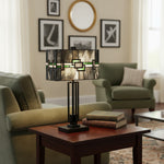 Load image into Gallery viewer, Culletto Rectangular Stained Glass Mosaic – Artisan Style Table Lamp for Bedroom and Hallway Accent Lighting