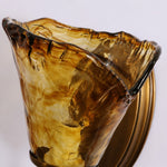 Bild in Gallery-Viewer laden, Sculpted Amber Glass and Brass Wall Sconce