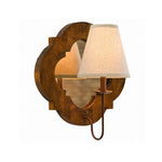 Load image into Gallery viewer, Antique Wood Wall Sconce With Fabric Shade