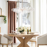 Bild in Gallery-Viewer laden, Bravira Strukturierter Klarer Glas Ovaler Kronleuchter – Zeitgenössische Deckenleuchte mit Messing-Finish für Diele & Kücheninsel