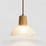 Cargar imagen en el visor de la Galería, Rustic Woven Rope Glass Pendant Light Collection