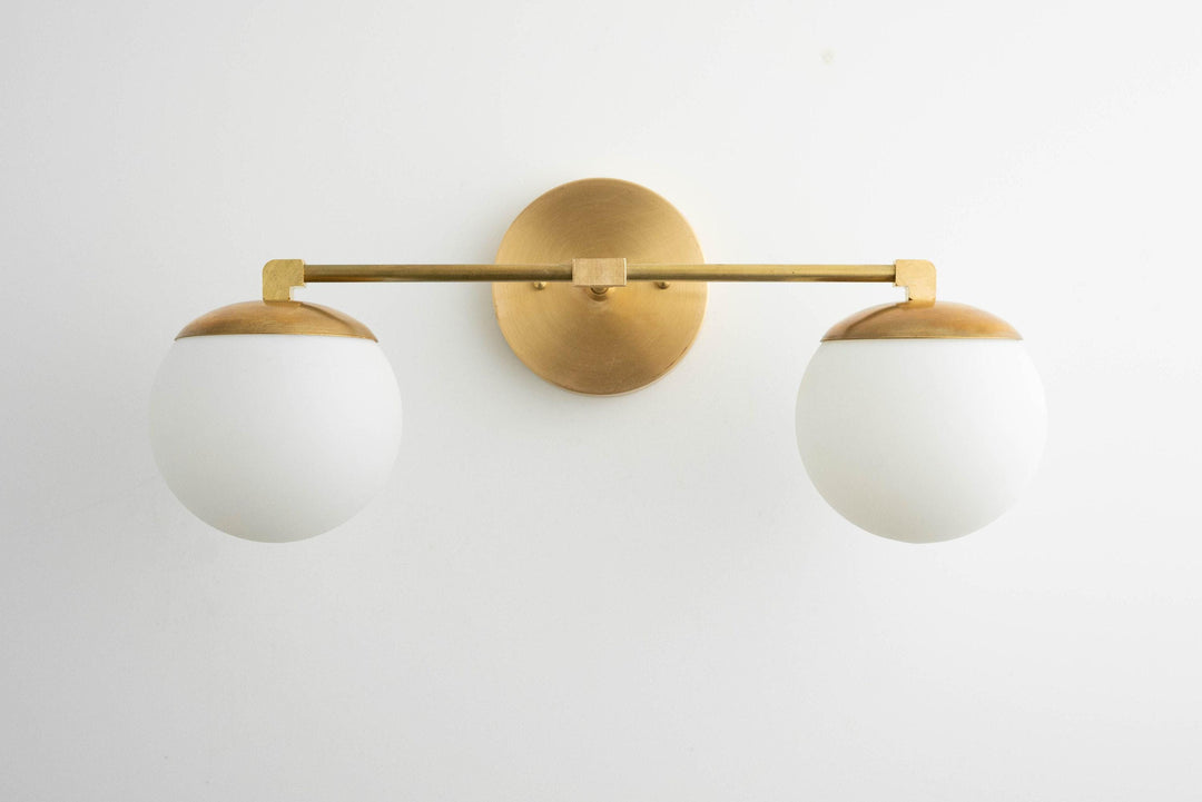 Glorica Glass Modern Wall Sconce – Contemporary 2-Globe Indoor Accent Lamp for Hallway