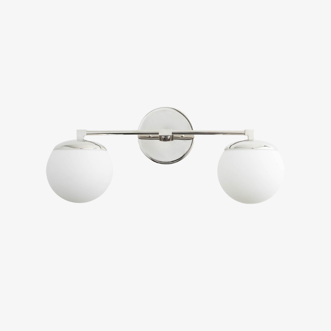Glorica Glass Modern Wall Sconce – Contemporary 2-Globe Indoor Accent Lamp for Hallway