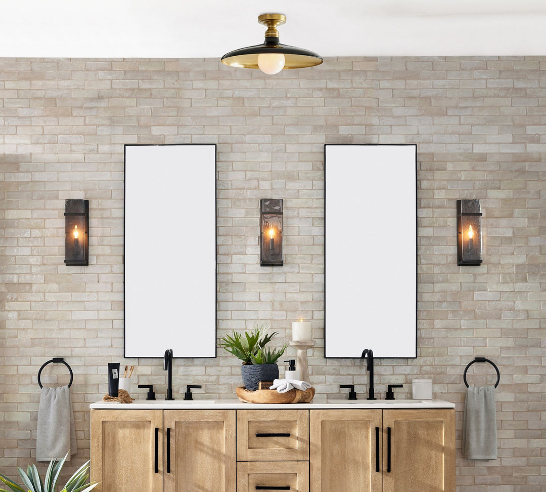 Lámpara de techo metálica Forvara Farmhouse - Diseño industrial de disco redondo