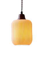 Load image into Gallery viewer, Ribbed Ceramic Pendant Light – Nordic Pendant Light with White Ceramic Elegance