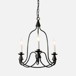 Load image into Gallery viewer, Black three-light vintage iron candle chandelier
