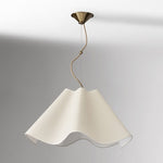 Load image into Gallery viewer, Oslan Linen Scalloped Pendant Light - Ivory Fabric Shade For Dining