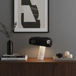 Cargar imagen en el visor de la Galería, Lámpara de Mesa Estratagema Divertida Slantia - Diseño con Pantalla de Vidrio y Base de Mármol para Sala de Estar o Dormitorio N45