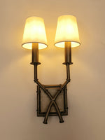 Load image into Gallery viewer, Vintage Fabric Wall Sconce – Double Drum Shade for Bedroom or Hallway