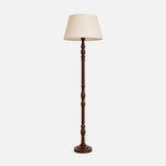 Load image into Gallery viewer, Turned-Wood Floor Lamp with Fabric Shade