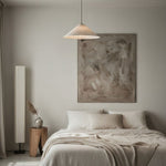 Cargar imagen en el visor de la Galería, Lámpara colgante de lino plisado texturizado Zalen con acabado de tela neutra – Lámpara colgante contemporánea para dormitorio y sala de estar