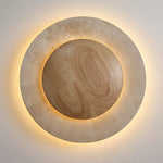 Load image into Gallery viewer, Round Travertine Wood Wall Light