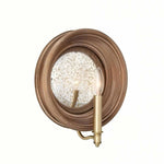 Cargar imagen en el visor de la Galería, Natural wood round mirror wall sconce with brass candle arm