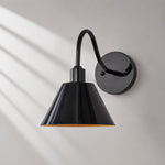 Load image into Gallery viewer, Industrial Modern Tapered Brass Gooseneck Sconce with Metal Silhouette