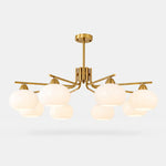 Bild in Gallery-Viewer laden, Iron gold eight-light milk glass chandelier
