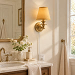Charger l'image dans la visionneuse de galerie, Rowan No-Wire Flat Drum Shade Wall Sconce – Plug-In Fabric Wall Light