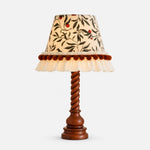 Cargar imagen en el visor de la Galería, Chestnut brown twist wood table lamp with botanical fabric shade