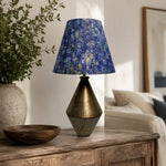 Load image into Gallery viewer, Gilt Blue Fabric Ceramic Table Lamp