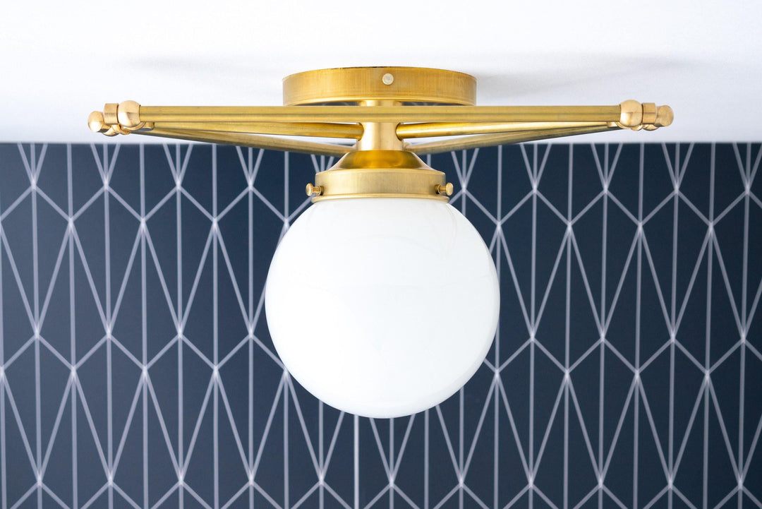 Plafonnier géométrique en verre Glorica d'inspiration Art déco – Abat-jour géométrique moderne en verre pour chambre et salon