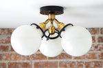 Load image into Gallery viewer, Glorica Glass Mid-Century Modern Globe Ceiling Light – Elegant Metal Semi-Flush Mount Lamp for Dining Rooms and Living Spaces