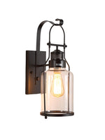 Cargar imagen en el visor de la Galería, Aplique de pared industrial – Lámpara de exterior vintage americana de hierro con pantalla de cristal